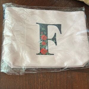 Floral Initial Pouch in Light Pink